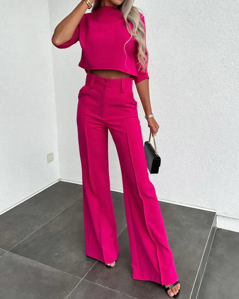 Élise™ | Stylish Cropped Top & Pants Set