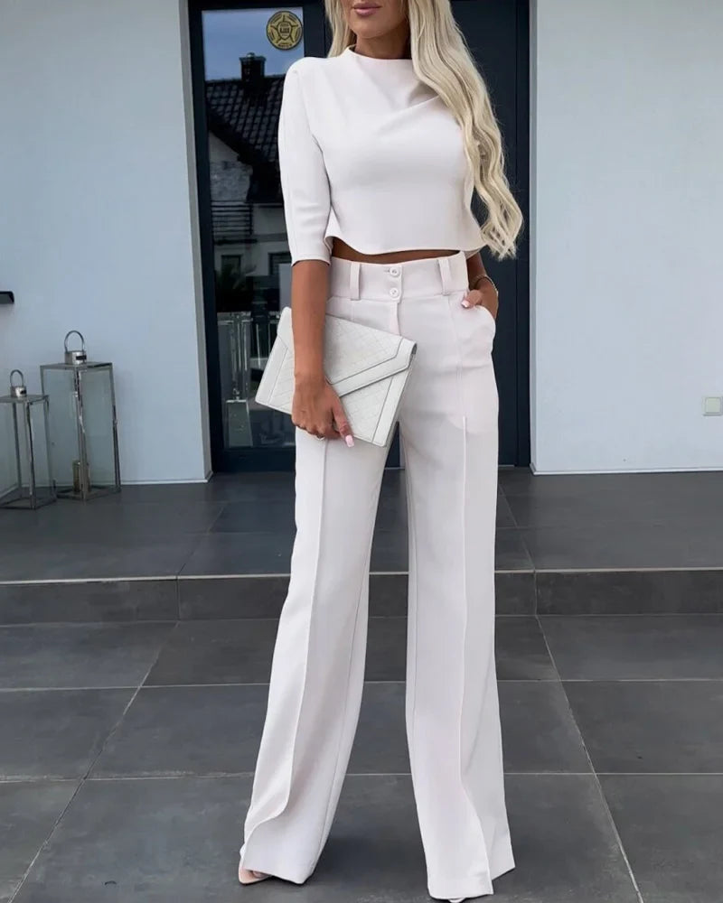 Élise™ | Stylish Cropped Top & Pants Set