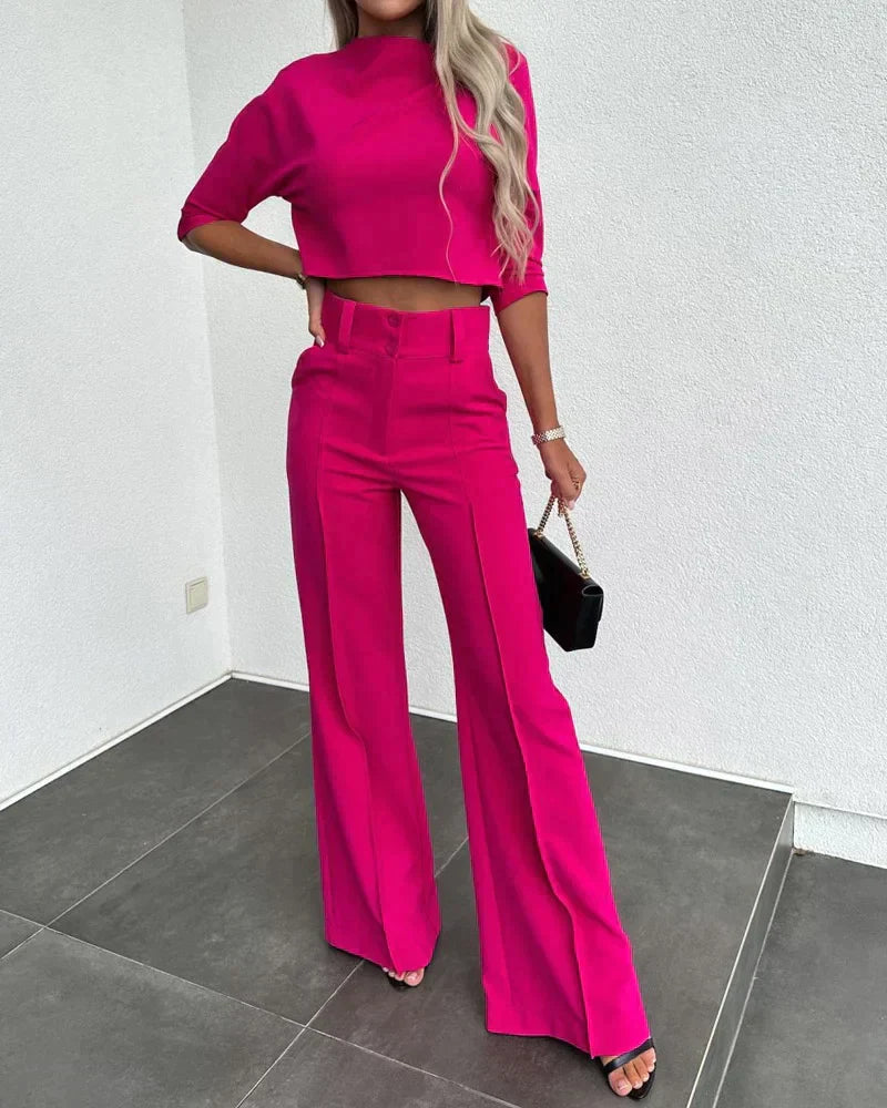 Élise™ | Stylish Cropped Top & Pants Set